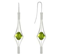 Boucles d'Oreilles Argent Lanterne et Swarovski - Grand Modèle - Vert - Les Poulettes Bijoux