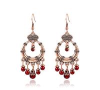 Femmes Argent Boucles D'Oreilles, Antiques Boho Boucles D'Oreilles Pendantes Pour Femmes Boucles D'Oreilles Indiennes Rouges Creuses Anniversaire Tassel Boucles D'Oreilles Indiennes Accessoires D'Ore