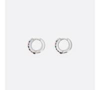 Boucles d'oreilles argentées anneau cristaux format mini UN