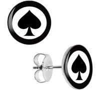 Boucles d'Oreilles As de Pique Clous Carte à Jouer 10mm puces rondes jeu poker cadeau anniversaire saint valentin homme femme bijoux garçon fille fête mères mamans pères papas