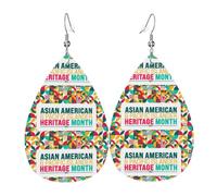Boucles D'Oreilles Asian American And Pacific Islander Heritage Month Boucle D'Oreille Décoration Boucled'Oreille En Faux Cuir Confortables Pendantes Pour Bijoux Fête Femme