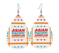 Boucles D'Oreilles Asian American And Pacific Islander Heritage Month Pendantes Décoration Boucled'Oreille En Faux Cuir Vintage Bouclesd'Oreilles Percée Pour Femme Fête Dames