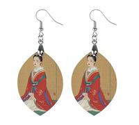 Boucles d'oreilles asiatiques en bois pour femme, bijoux vintage élégants en bois, boucles d'oreilles légères pour mariage, fête, cadeau de bijoux au quotidien, Apricot shaped, Bois, Bois.