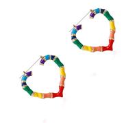 Boucles d'oreilles assorties pour couple - Couleurs arc-en-ciel vives - Forme de cœur - Bijoux tendance - Accessoires d'oreilles pour couple - Pour un usage quotidien, One Size, Comme décrit, Comme