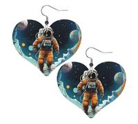 Boucles d'oreilles astronaute et vaisseau spatial en simili cuir en forme de larme, boucles d'oreilles pendantes tendance et légères pour femmes, mariages, fêtes, cérémonies, banquets, cadeaux
