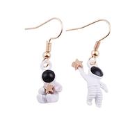 Boucles d'oreilles astronautes de l'espace asymétriques gauche et droite Boucles d'oreilles astronaute étoile Boucles d'oreilles fendues pour femme Boucles d'oreilles pour femme, taille unique, Métal