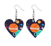 Boucles d'oreilles astronautes en bois pour femme, bijoux vintage élégants en bois, boucles d'oreilles légères pour mariage, fête, cadeau de bijoux au quotidien, Apricot shaped, Bois, Bois.
