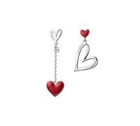 Boucles d'oreilles asymétriques Sterling Silver Femmes Bijoux Sweet Peach Heart for mariage