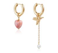 Boucles d'oreilles asymétriques uniques en forme de cœur et d'oiseau, bijoux vintage artistiques, hypoallergéniques, en métal pour petite amie, meilleure amie, forme géométrique, One Size, Comme