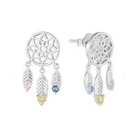 Boucles d'oreilles attrape-rêves pour femme et fille - Boucles d'oreilles en argent sterling 925 avec zircons colorés - Bijou bohème - Cadeau pour mère et fille - Porte-bonheur fait à la main