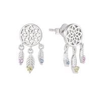Boucles d'oreilles attrape-rêves pour femme et fille - Boucles d'oreilles en argent sterling 925 avec zircons colorés - Bijou bohème - Cadeau pour mère et fille - Porte-bonheur fait à la main