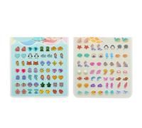 Boucles d'Oreilles Autocollantes, 58 Paires Boucle d Oreille Enfants Fille 3D Boucle Oreille Sans Trou pour Oreille, Visage (B)
