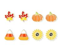 Boucles d'Oreilles Automne, Oreille Piercing Automne, Boucles d'Oreilles Citrouille Feuille d'érable Bonbon Maïs Tournesol, Cadeaux de Bijoux de Vacances pour Filles