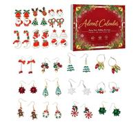Boucles d'oreilles avec calendrier compte à rebours de 24 jours | Clous d'oreilles pour festival, fête, rendez-vous, usage quotidien, bal de fin d'année, travail