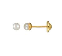 Boucles d'oreilles avec fermoir à vis en argent 925 de perles d'eau douce 3 à 6 mm Emballage cadeau pour femmes, adolescentes et filles (4mm, or)
