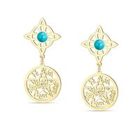 Boucles d'oreilles avec nœud de Sorcière et Pentagramme Tétragrammaton nœud Celtique Turquoise Pendentif avec le nom de Dieu Protection Sorcellerie Païenne Bijoux pour Femmes