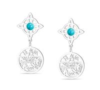 Boucles d'oreilles avec nœud de Sorcière et Pentagramme Tétragrammaton nœud Celtique Turquoise Pendentif avec le nom de Dieu Protection Sorcellerie Païenne Bijoux pour Femmes
