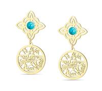 Boucles d'oreilles avec nœud de Sorcière et Pentagramme Tétragrammaton nœud Celtique Turquoise Pendentif avec le nom de Dieu Protection Sorcellerie Païenne Bijoux pour Femmes