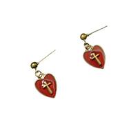 Boucles d'oreilles avec pendentif en forme de croix en forme de cœur symbolisant l'amour et la foi pour les femmes et les amateurs de mode, accessoire de fête décontracté, taille unique, Comme décrit