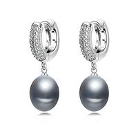 Boucles d'oreilles avec perles naturelles pour femmes, boucles d'oreilles en pierre précieuse de mariée blanche, cerceau suspendu en perles, bijoux pour filles 1, 925