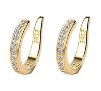 Boucles d'oreilles baleine au design minimaliste sans trous et avec os d'oreille et un clip d'oreille cool et personnalisé pour femme Boucles d'oreilles carrées avec zircone, A, Cuivre, Pas de gemme