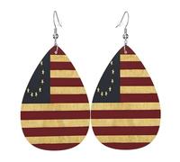 Boucles d'oreilles Betsy Ross vintage en cuir teinté au thé, accessoire de mode, parfaites pour les fêtes, les vacances et le quotidien.