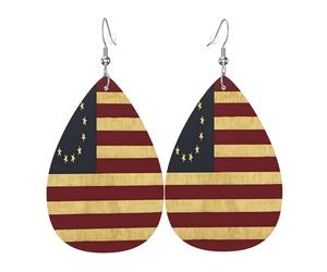 Boucles d'oreilles Betsy Ross vintage en cuir teinté au thé, accessoire de mode, parfaites pour les fêtes, les vacances et le quotidien.