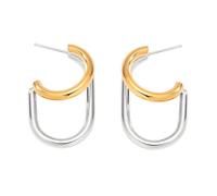 Boucles d'oreilles bicolores en forme de C à double couche pour femmes en acier inoxydable Boucles d'oreilles légères en forme de goutte Bijoux pour le quotidien Accessoires d'oreilles à la mode