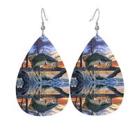 Boucles d'oreilles Big Fish pour femmes, boucles d'oreilles pendantes festives, bijoux élégants pour célébrations, One Size, Cuir