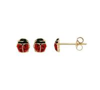 Boucles d'oreilles - Bijouxia - Coccinelles Émail Rouge - Or 18 Carats - Fermoir Tiges Poussettes - 0,35g