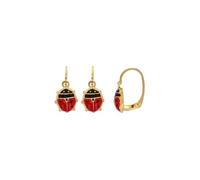 Boucles d'oreilles - BIJOUXIA - Coccinelles - Or jaune 9 carats - Émail rouge - Dormeuses