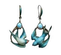 Boucles d'oreilles Blue Bird of Freedom, émail émaillé artisanal Boucles d'oreilles Boucle d'oiseaux de colibris, Nouveauté Blue Jewelry Gift For Women (1pcs)