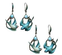 Boucles d'oreilles Blue Bird of Freedom, émail émaillé artisanal Boucles d'oreilles Boucle d'oiseaux de colibris, Nouveauté Blue Jewelry Gift For Women (2pcs)