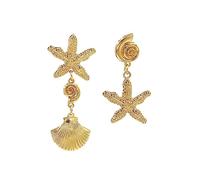 Boucles d'oreilles bohème asymétriques en forme d'étoile de mer pour femme, boucles d'oreilles pendantes en coquillage de mer, boucles d'oreilles dorées pour l'été, la plage, fête, bijoux cadeaux pour