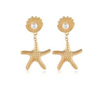 Boucles d'oreilles bohème asymétriques en forme d'étoile de mer pour femme, boucles d'oreilles pendantes en coquillage de mer, boucles d'oreilles dorées pour l'été, la plage, fête, bijoux cadeaux pour