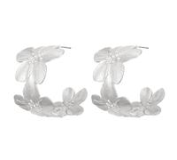 Boucles d'oreilles bohème en forme de fleur dorée pour femme - Boucles d'oreilles pendantes en or triple floral - Grandes boucles d'oreilles créoles élégantes en forme de fleur hawaïenne - Cadeau