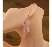 Boucles d'oreilles bohème en pierre naturelle avec pampille en cristal brut, puces de fluorite, crochet pour femme, bijoux cadeau, quartz rose