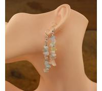 Boucles d'oreilles bohème en pierre naturelle avec pampille en cristal brut, puces de fluorite, crochet pour femme, bijou cadeau, morganite