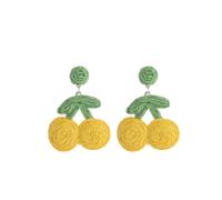 Boucles d'oreilles bohème légères et mignonnes en raphia - Fabriquées à la main - Pour femme - Pour l'été et la plage, Métal, Métal.