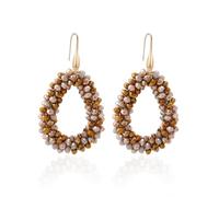 Boucles d'oreilles bohème pendantes pour femme - Perles de riz en forme de goutte - Légères - Élégantes - Bijou tendance pour femme, Moyen, Cristal, Pas de pierre précieuse
