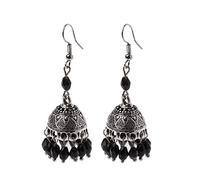 Boucles d'oreilles Bollywood décontractées à crochets indiens Jhumka Boucles d'oreilles Cristal Dangle Ethnique Gitane pour fête à thème Femmes, taille unique, Comme décrit