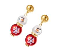 Boucles d'oreilles bonhomme de neige sur le thème des vacances avec fausses perles - Accessoires de fête d'hiver pour filles et adolescentes - Boucles d'oreilles bonhomme de neige de Noël, taille