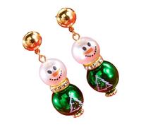Boucles d'oreilles bonhomme de neige sur le thème des vacances avec fausses perles - Accessoires de fête d'hiver pour filles et adolescentes - Boucles d'oreilles bonhomme de neige de Noël, taille
