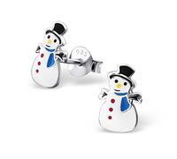 Boucles d'Oreilles Bonhommes de Neige en Argent 925/1000 et Email