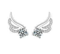 Boucles D'Oreilles, Boucle D'Oreille Clou Zirconium Plaqué Argent Ailes avec Zircone Cubique 23X7.4mm pour Femme Fête Des Mères Bijoux
