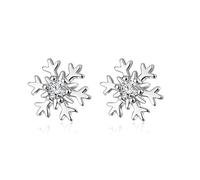 Boucles D'Oreilles, Boucle D'Oreille Clou Zirconium Plaqué Argent Flocon de Neige Simple avec Zircon 22X10mm pour Femme Bal de Promo Bijoux