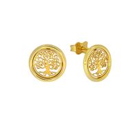 Boucles d'oreilles boucle d'oreille or 375 jaune poli brillant mat motif arbr...