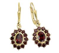 Boucles d'oreilles boucle d'oreille or diamant F earrings 333/- or grenat rou...