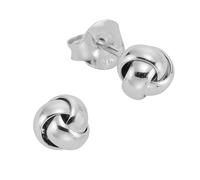 Boucles d'oreilles boucles d'oreilles argent 925 rhodié nœud diamètre 6 mm bl...