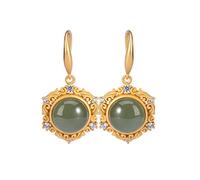 boucles d'oreilles, Boucles d'oreilles en argent 925 et jade Hotan saphir for femme